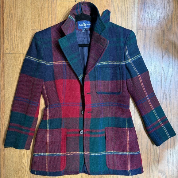 Vintage Ralph Lauren 100% Wool Tartan Plaid Blazer Union Made 90s - Picture 6 of 12